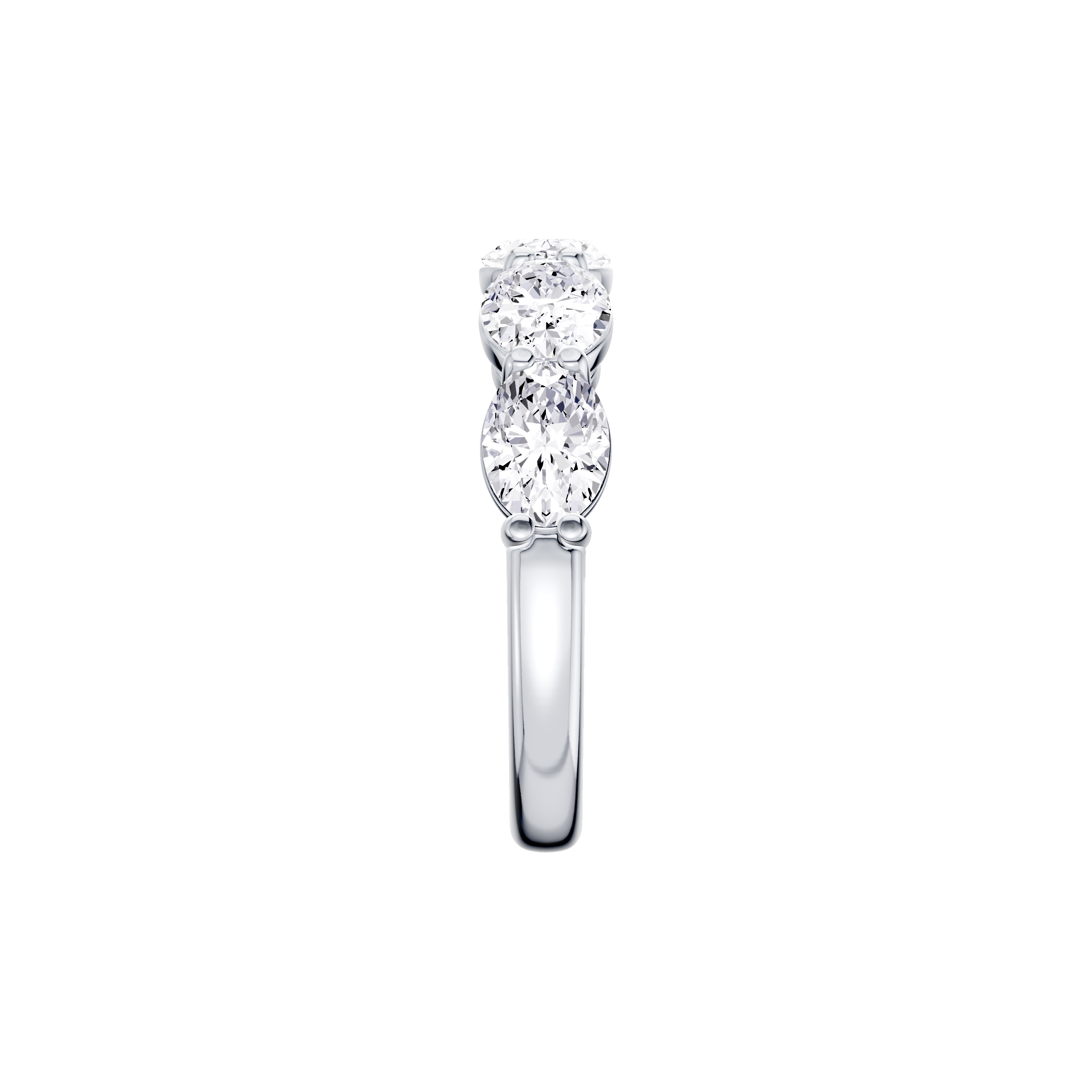 14K White Gold East-West Oval 5-Stone Lab Diamond Band (2.50 ct. tw.)